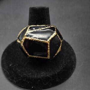 Ciro Thailand Black Gold Tone Ring Size 7